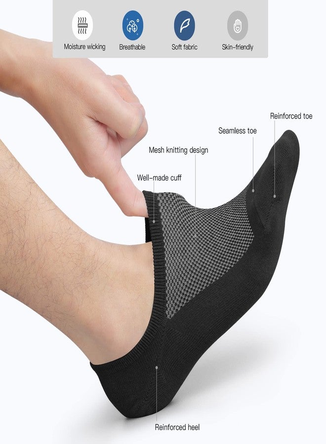 CLOSEMATE 8 Pairs Mens No Show Socks Cotton Ankle Socks with Non Slip Grips for Sneakers Low Cut Shoes(8Black, Size L) - Image 3